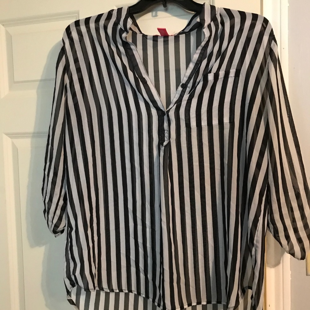 Black and white striped blouse